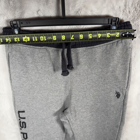 US Polo Assn Sweatpants Joggers Gray Black Logo Print Youth XL 14 16 - Picture 5 of 6